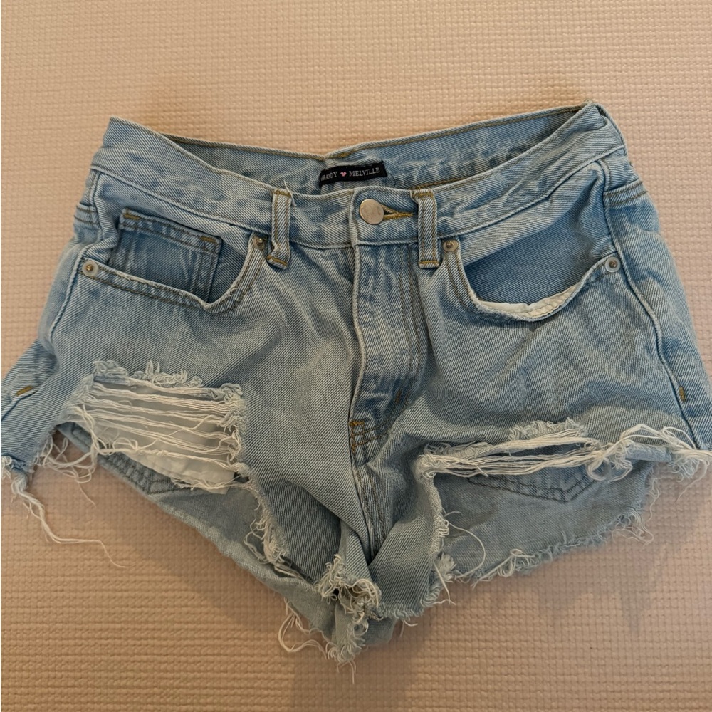 Brandy Melville Distressed Denim Shorts XS